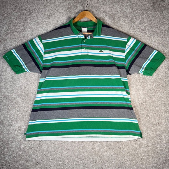 Lacoste Other - Lacoste Striped‎ Polo Shirt Mens Green Gray Blue White Size 9 Cotton